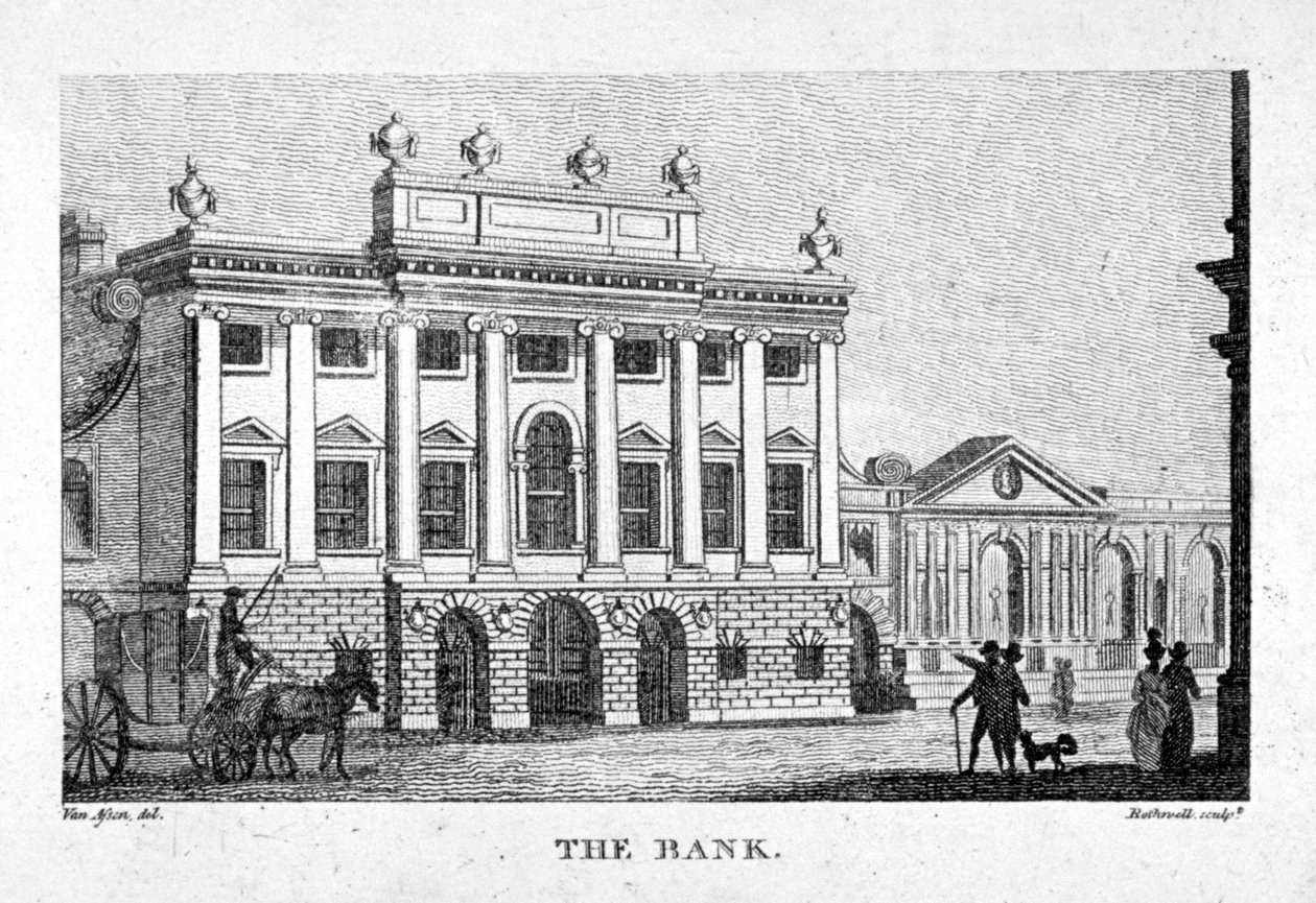 İngiltere Bankası, Londra Şehri, c1800. by Thomas Rothwell