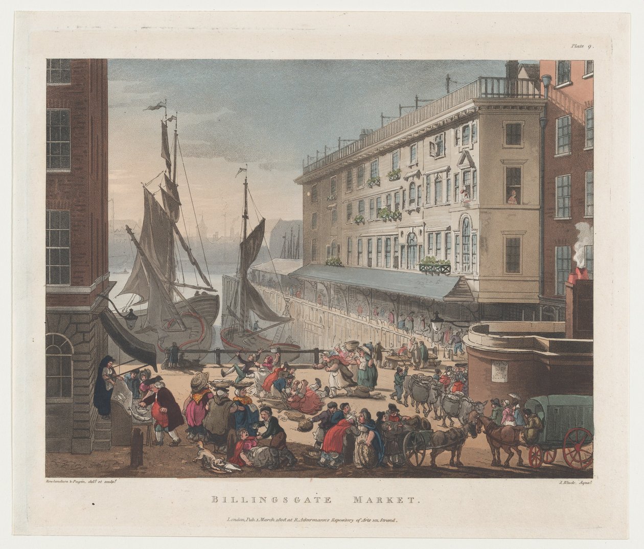 Billingsgate Market, 1 Mart 1808., 1 Mart 1808. Yaratıcılar: Thomas Rowlandson, Augustus Charles Pugin, J. Bluck. by Thomas Rowlandson, Augustus Charles Pugin, J. Bluck