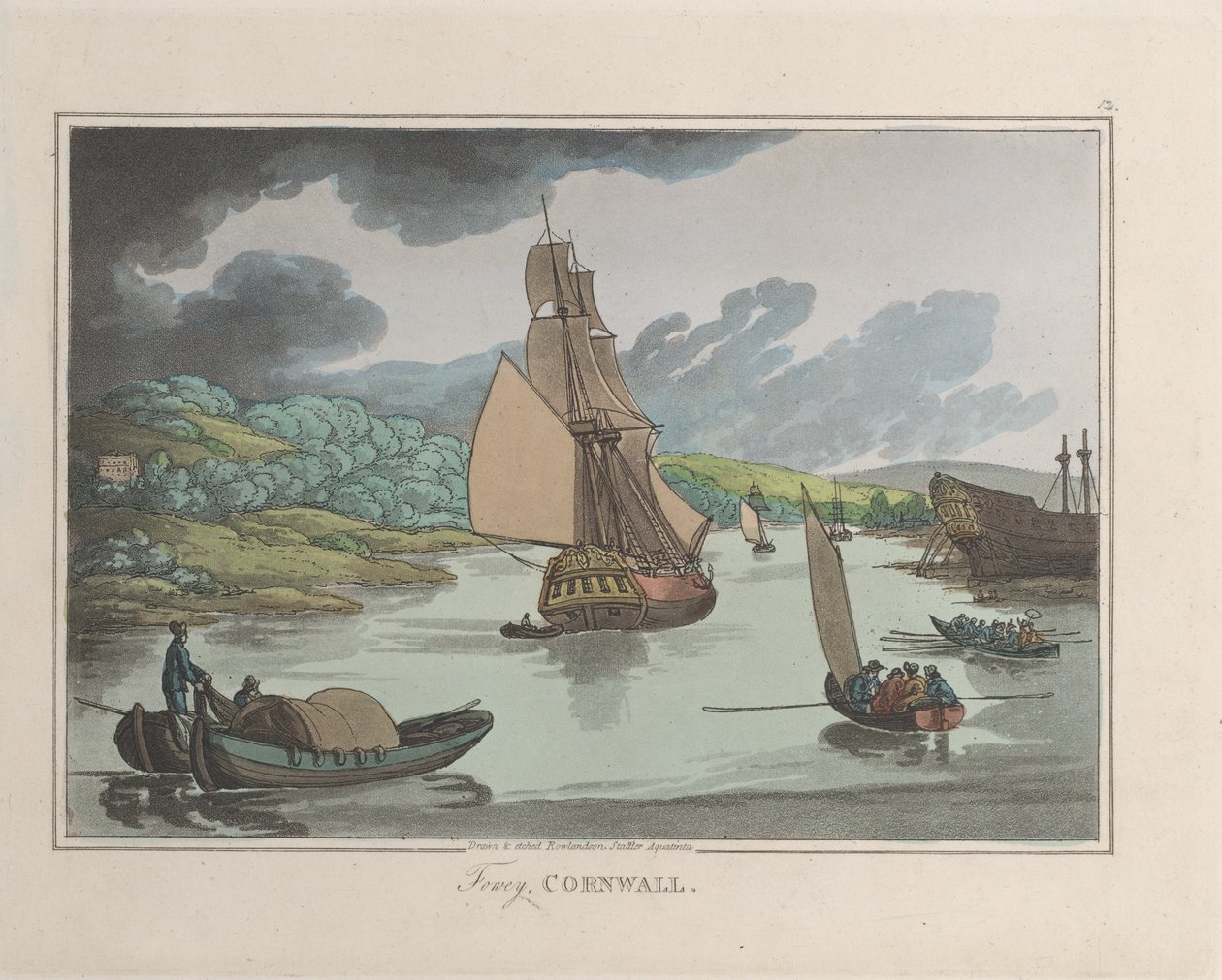 Fowey, Cornwall, Sketches from Nature, 1822., 1822. Yaratıcılar: Thomas Rowlandson, Joseph Constantine Stadler. by ThomasThomas Rowlandson, Joseph Constantine Stadler Thomas Rowlandson, Joseph Constantine Stadler