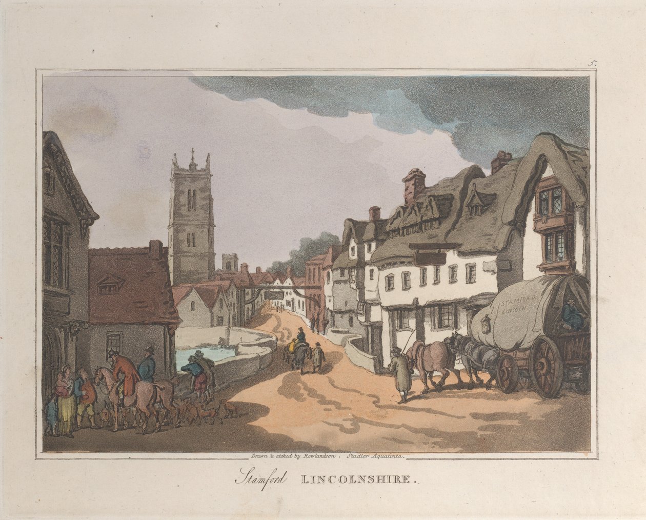 Stamford Lincolnshire, Sketches from Nature, 1822., 1822. Yaratıcılar: Thomas Rowlandson, Joseph Constantine Stadler. by ThomasThomas Rowlandson, Joseph Constantine Stadler Thomas Rowlandson, Joseph Constantine Stadler
