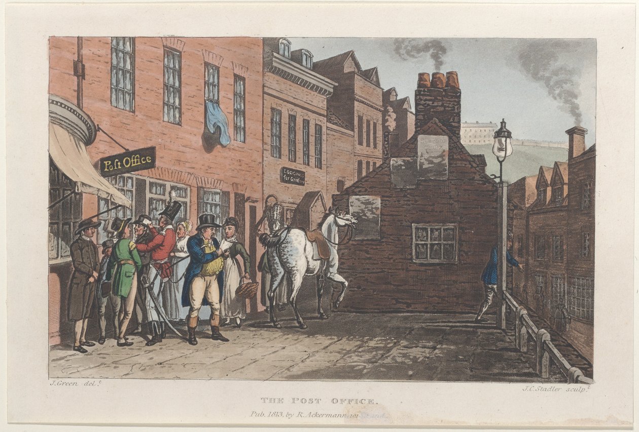 The Post Office, Poetical Sketches of Scarborough, 1813., 1813. Yaratıcılar: Thomas Rowlandson, Joseph Constantine Stadler, J. Bluck. by Thomas Rowlandson, Joseph Constantine Stadler, J. Bluck