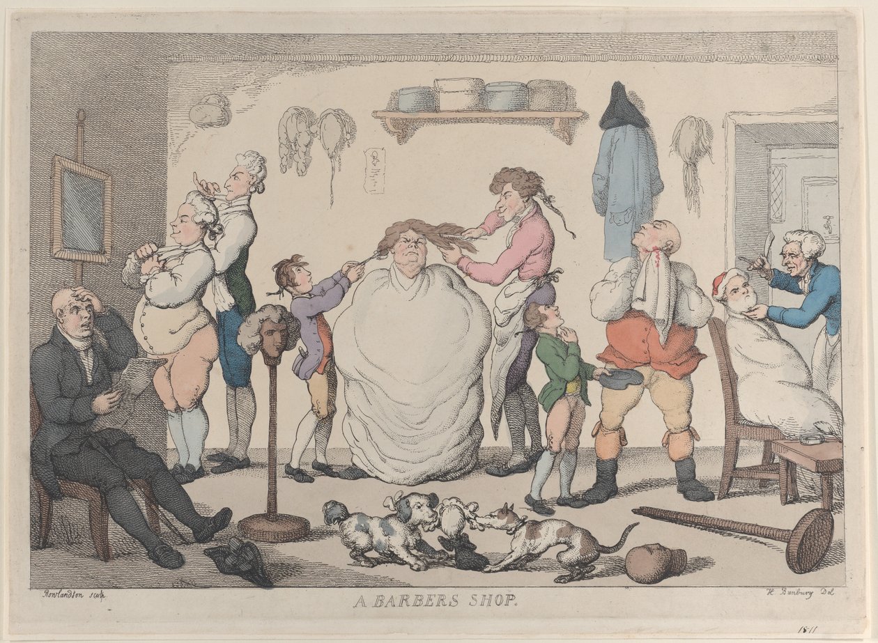 Bir Berber Dükkanı, 1811., 1811. by Thomas Rowlandson