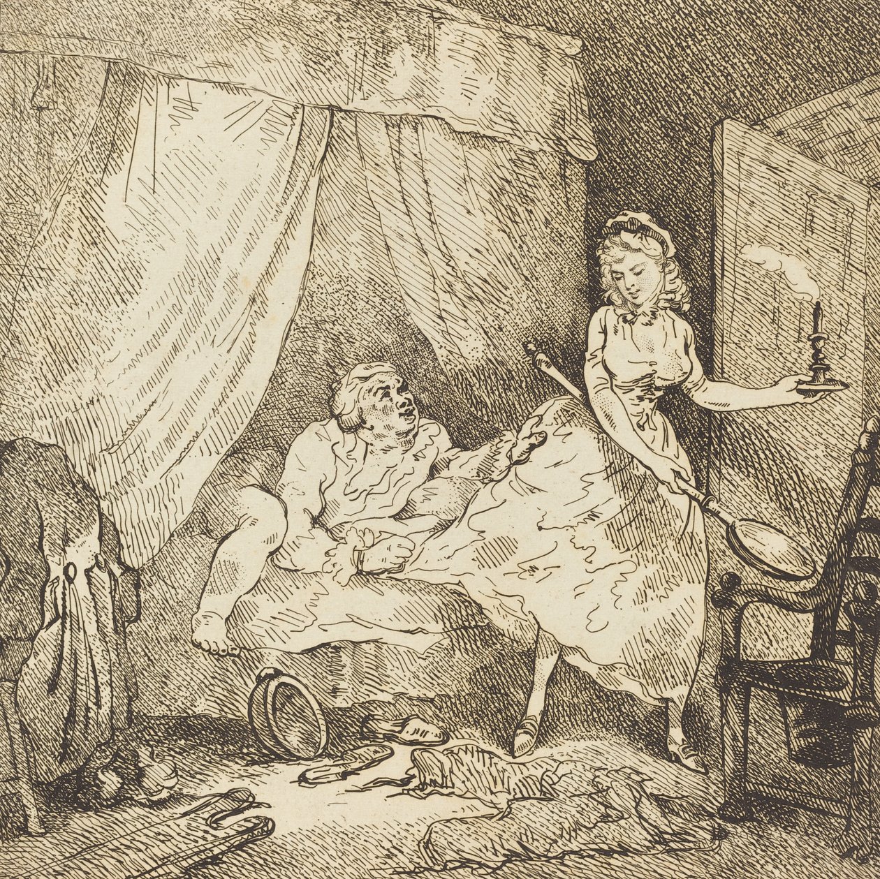 Bir Yatak Isıtıcı, c. 1785. by Thomas Rowlandson