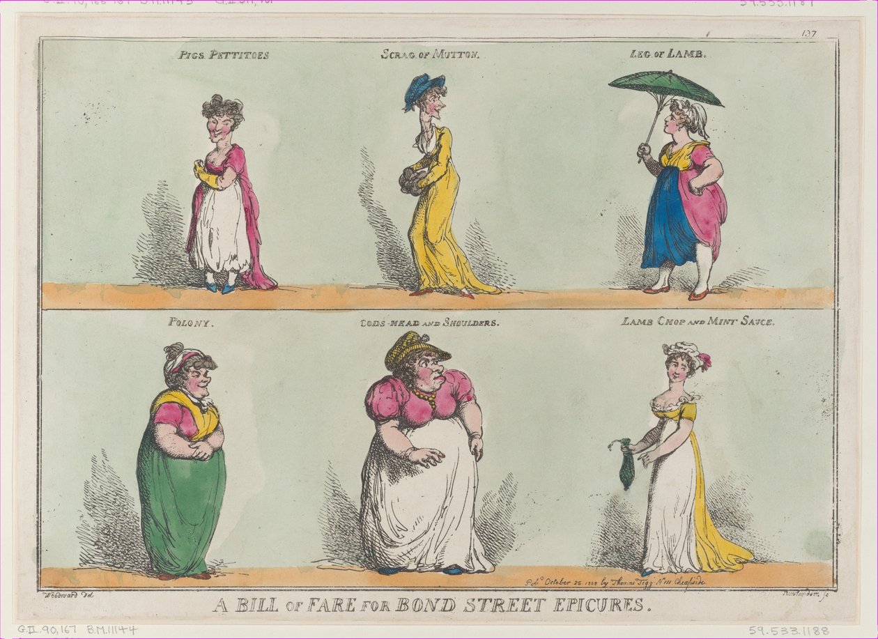 Bond Street Epicures için Ücret Faturası!!, 25 Ekim 1808., 25 Ekim 1808. by Thomas Rowlandson