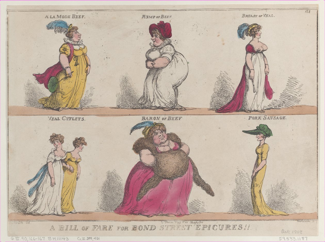Bond Street Epicures için Ücret Faturası!!, 25 Ekim 1808., 25 Ekim 1808. by Thomas Rowlandson