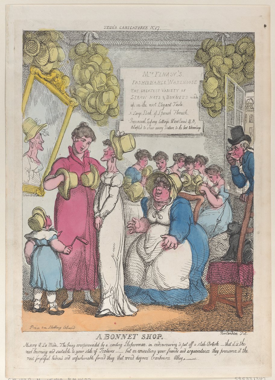 Bir Bonnet Shop, 15 Mayıs 1810., 15 Mayıs 1810. by Thomas Rowlandson
