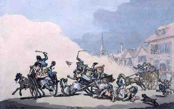 Bir Araba Yarışı, pub. William Holland tarafından by Thomas Rowlandson