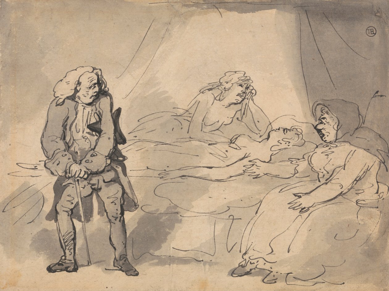 Bir Ölüm Yatağı Sahnesi by Thomas Rowlandson