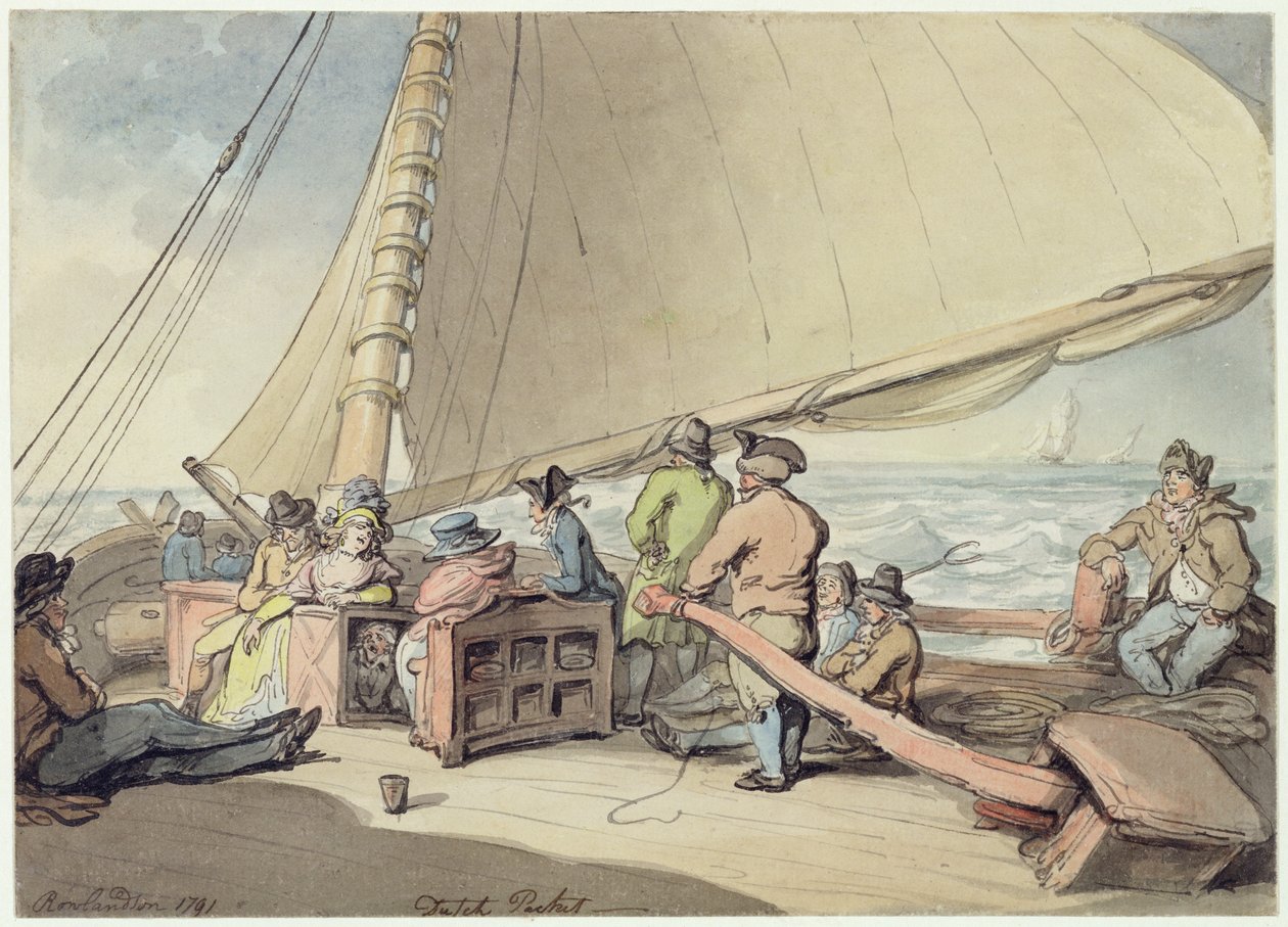 Yükselen Bir Esintide Bir Hollanda Paketi by Thomas Rowlandson
