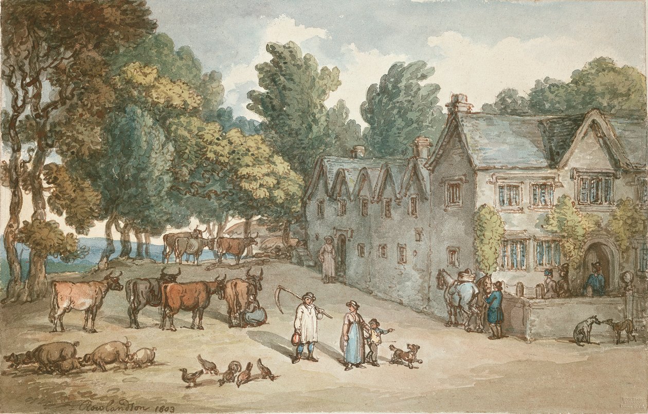 Hengar'da Bir Çiftlik Evi, Cornwall, 1803 by Thomas Rowlandson