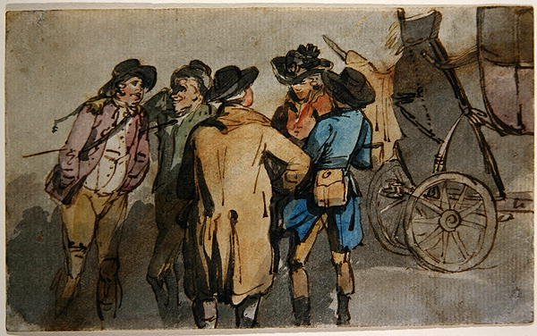 Bir Grup Şekil (kağıt üzerine sulu boya) by Thomas Rowlandson