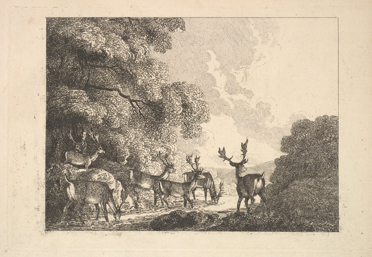 Bir Grup Geyik İçiyor, 1784-88. by Thomas Rowlandson