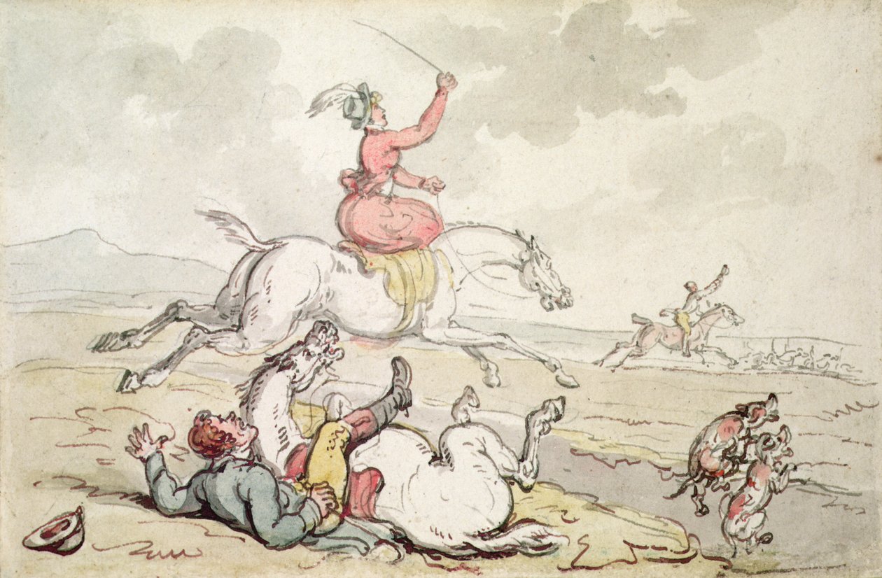 Bir Av Olayı (kalem ve mürekkep ve kağıt üzerine sulu boya) by Thomas Rowlandson