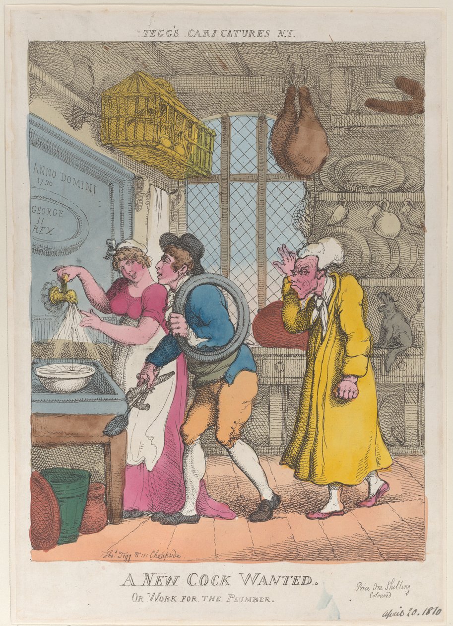 Yeni Bir Horoz Aranıyor veya Tesisatçı İçin Çalış, 20 Nisan 1810., 20 Nisan 1810. by Thomas Rowlandson