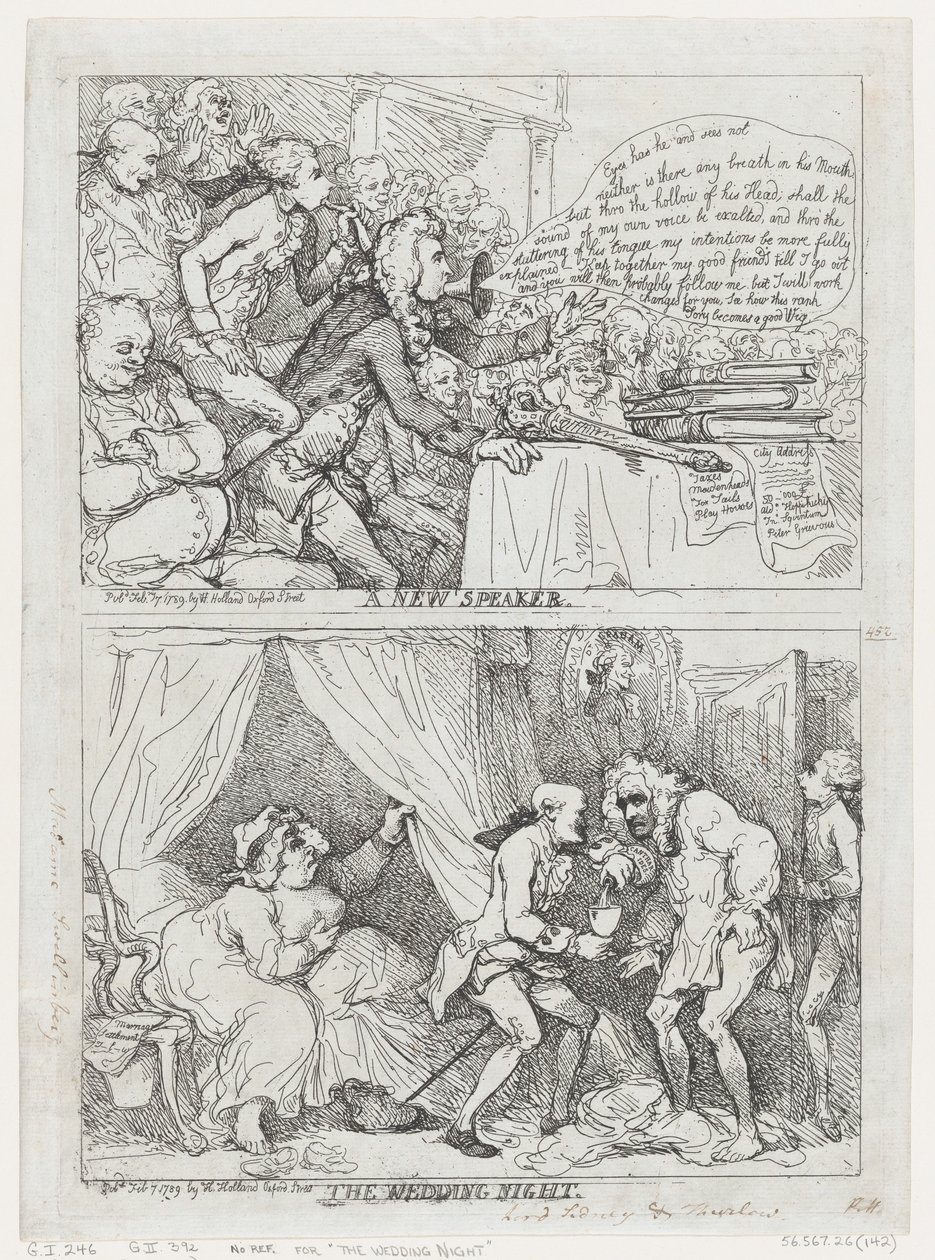 Yeni Bir Konuşmacı ve Düğün Gecesi, 7 Şubat 1789., 7 Şubat 1789. by Thomas Rowlandson