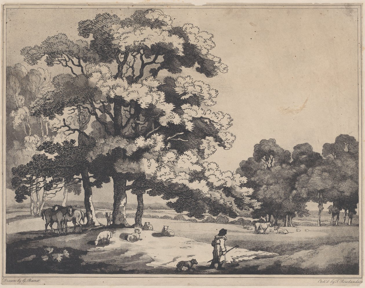 Bir Park Manzarası, 1783-89., 1783-89. by Thomas Rowlandson