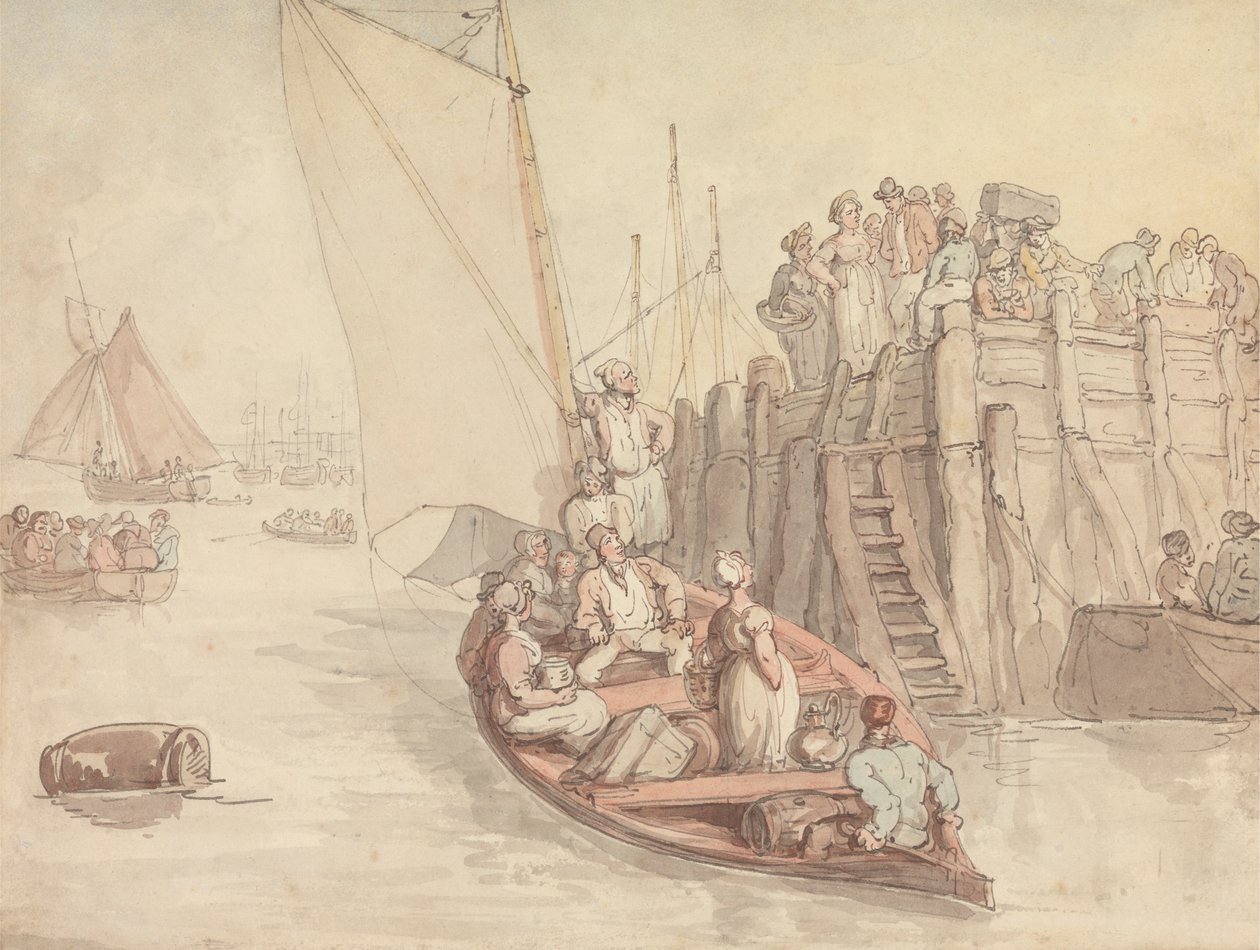 Amsterdam'da Bir İskele (Sürüm A) by Thomas Rowlandson