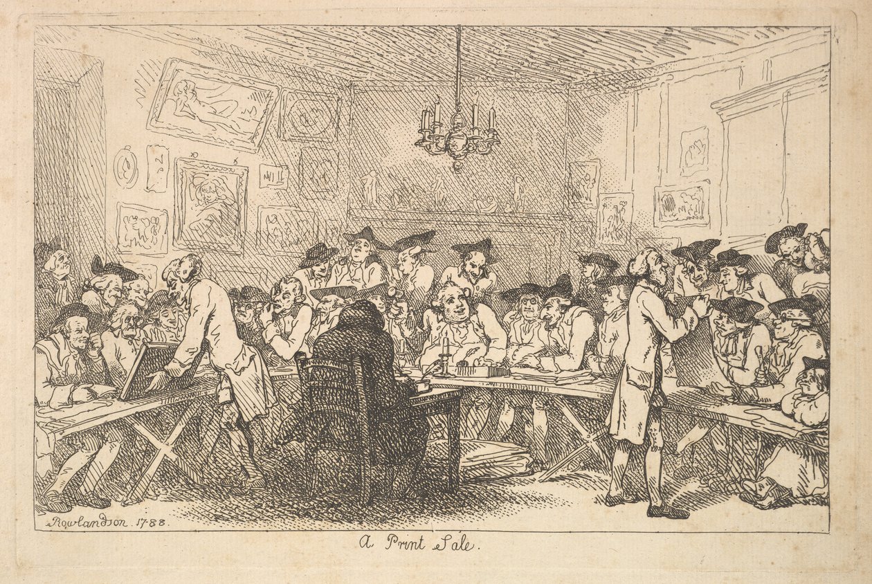 Bir Baskı Satışı - Bir Gece Müzayedesi, 1788. by Thomas Rowlandson