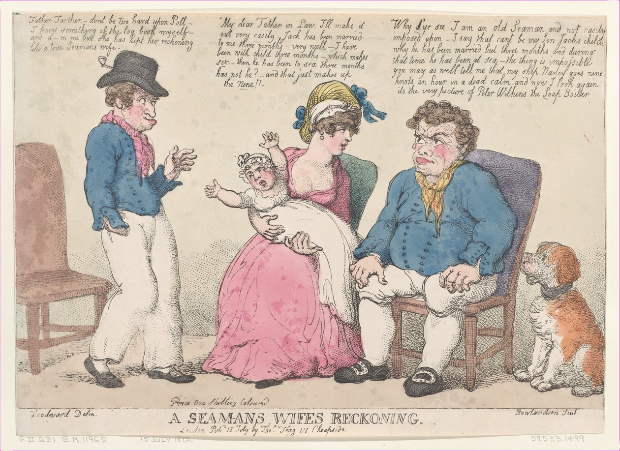Bir Denizcinin Karısının Hesaplaşması, 15 Temmuz 1812., 15 Temmuz 1812. by Thomas Rowlandson