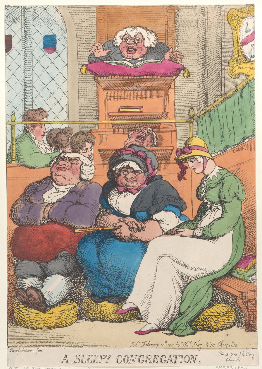 Uykulu Bir Cemaat, 12 Şubat 1811., 12 Şubat 1811. by Thomas Rowlandson