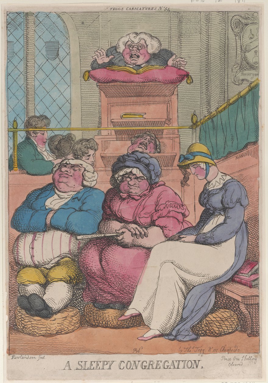 Uykulu Bir Cemaat, 12 Şubat 1811., 12 Şubat 1811. by Thomas Rowlandson