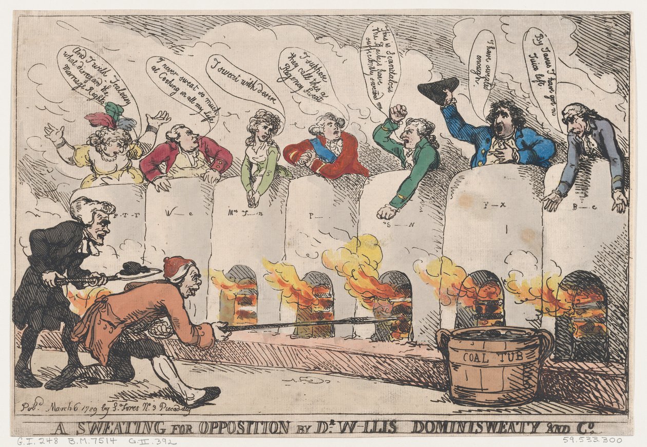 Dr. W-llis Dominisweaty and Co. tarafından Muhalefet İçin Terleme, 6 Mart 1789., 6 Mart 1789. by Thomas Rowlandson