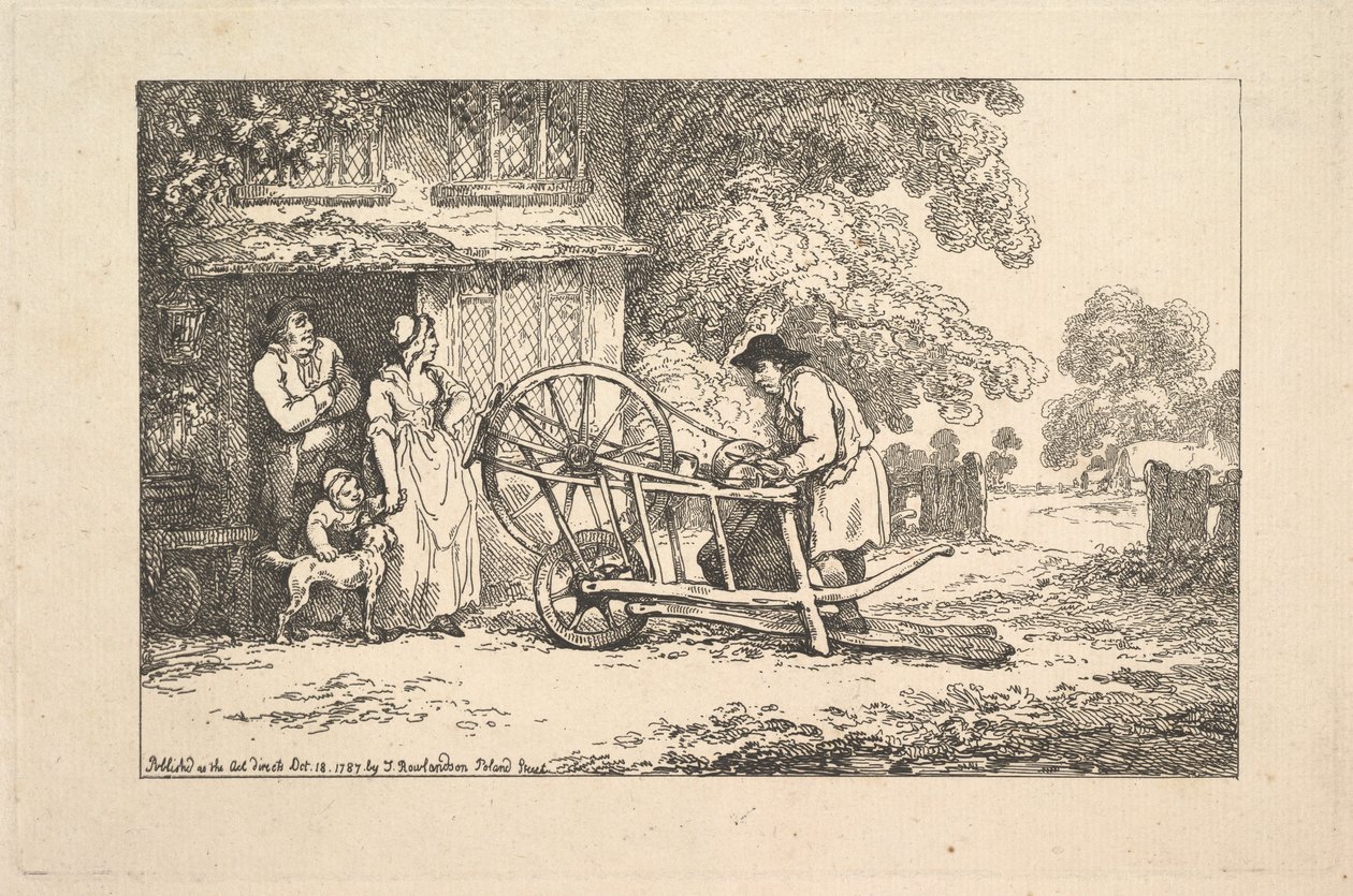 Bir Kulübe Kapısında Gezici Bıçak Öğütücü, 1787. by Thomas Rowlandson