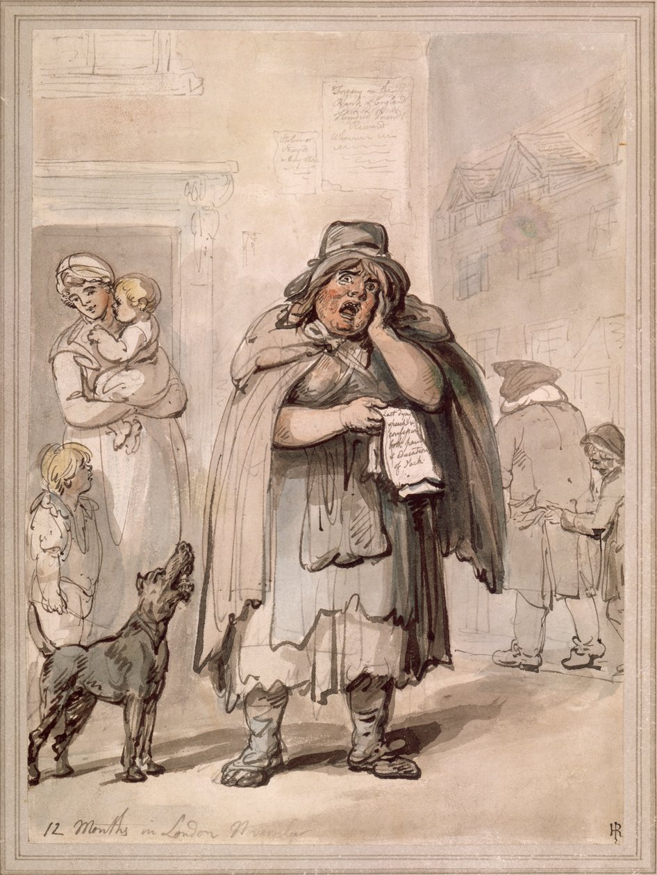 Bir sokak köşesinde bir sokak satıcısı, Londra by Thomas Rowlandson