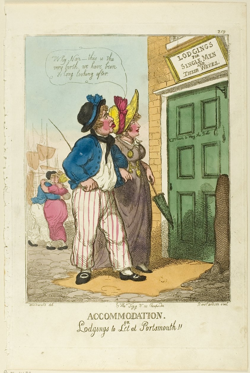 Portsmouth için Konaklama veya Konaklama by Thomas Rowlandson