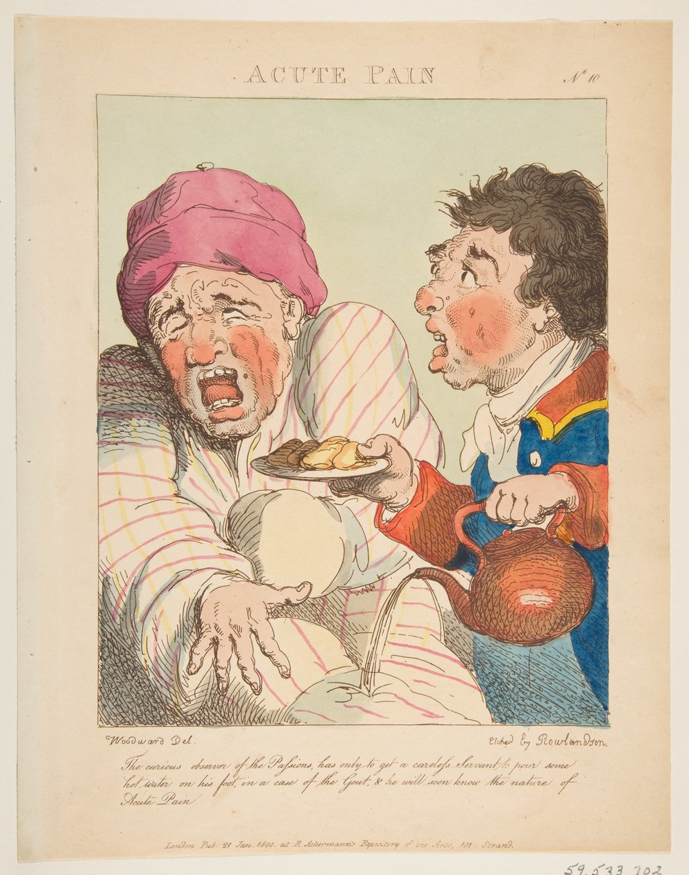 Akut Ağrı Le Brun Travested veya Tutkuların Karikatürleri, 21 Ocak 1800. by Thomas Rowlandson