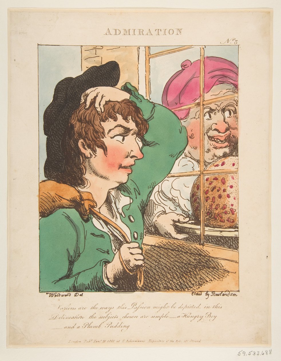 Hayranlık Le Brun Travested veya Tutkuların Karikatürleri, 20 Ocak 1800. by Thomas Rowlandson
