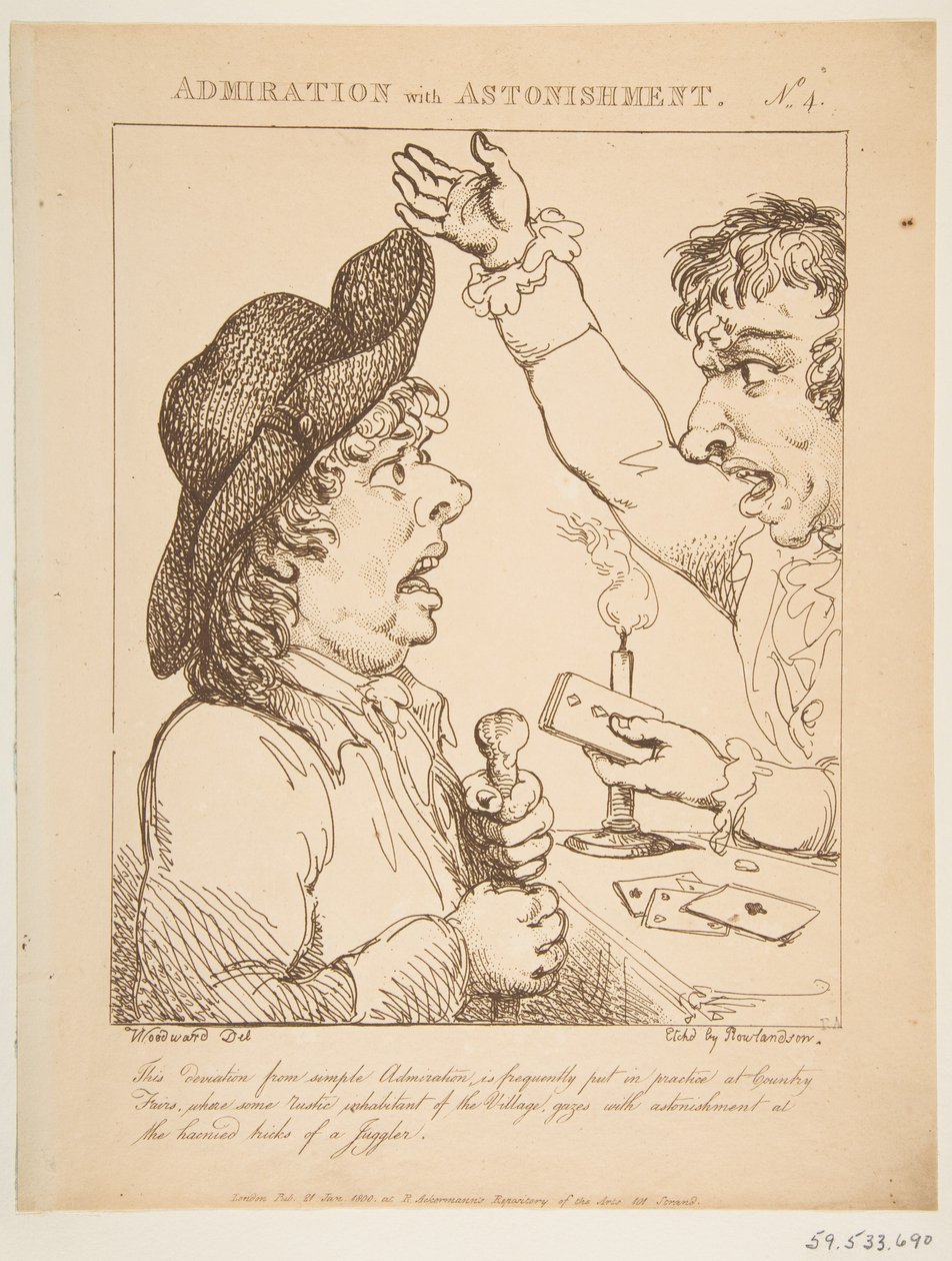Şaşkınlıkla Hayranlık Le Brun Travested veya Tutkuların Karikatürleri, 21 Ocak 1800. by Thomas Rowlandson