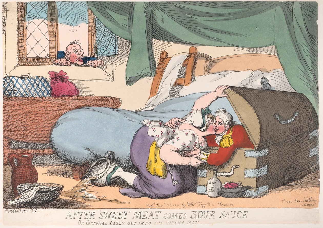 Tatlı Et Ekşi Sos Geldikten Sonra veya Onbaşı Casey Yanlış Kutuya Girdikten Sonra, ..., 30 Kasım 1810. by Thomas Rowlandson