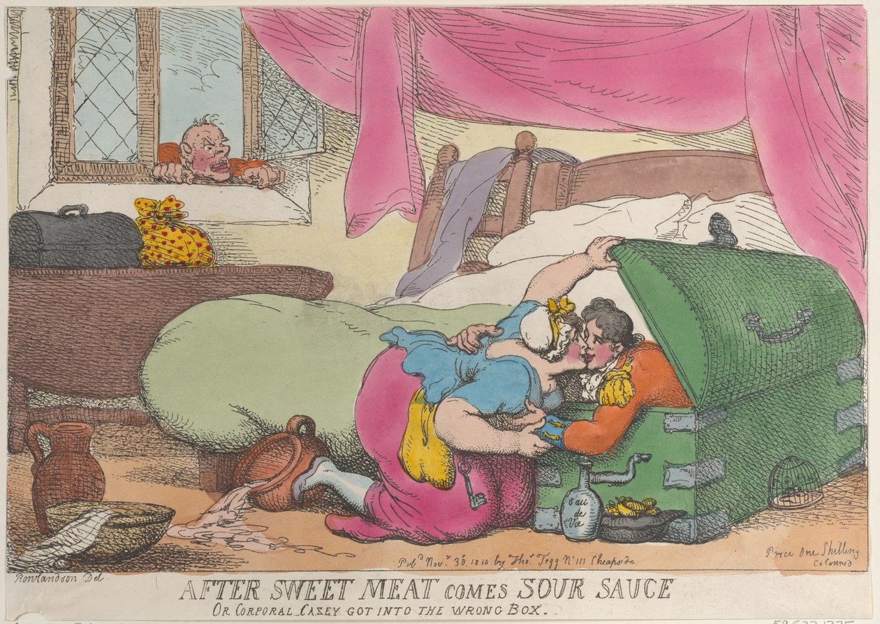 Tatlı Et Ekşi Sos Geldikten Sonra veya Onbaşı Casey Yanlış Kutuya Girdikten Sonra, ..., 30 Kasım 1810. by Thomas Rowlandson