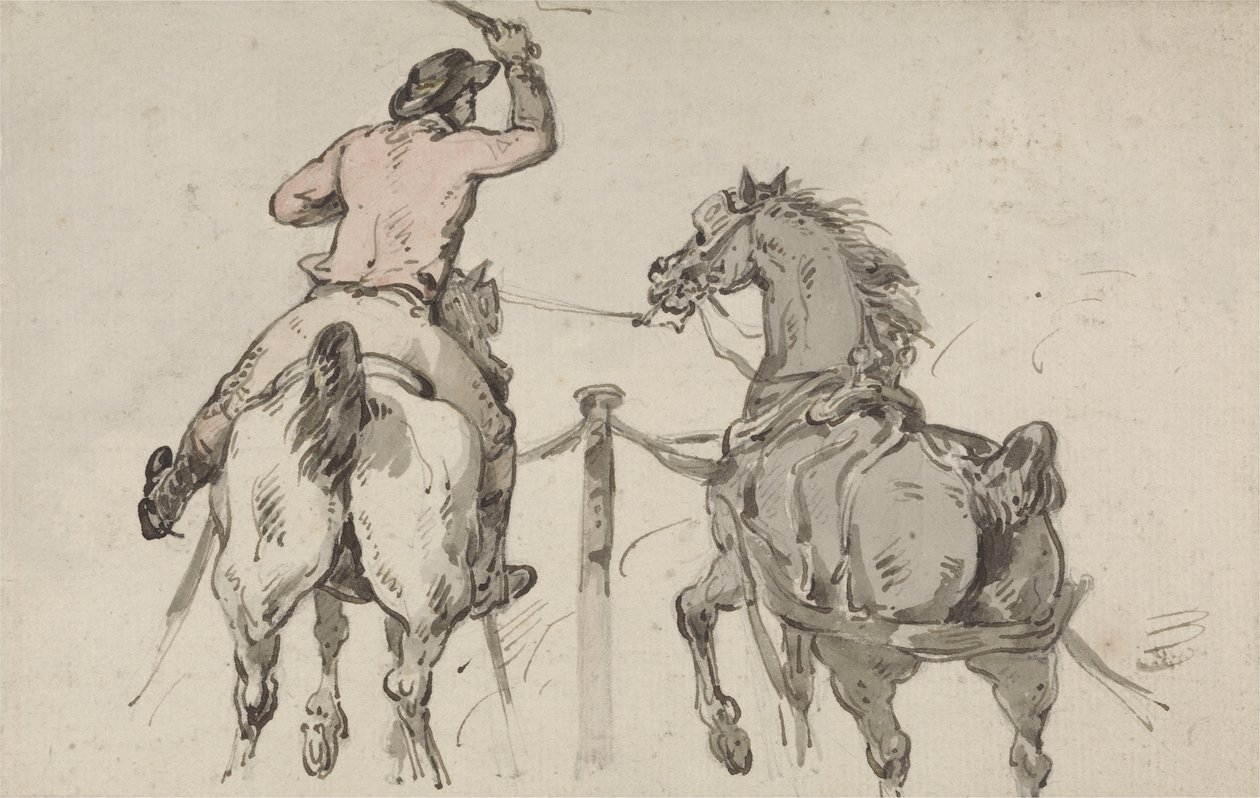 An English Postilion, c.1785 (grafit, kalem, mürekkep ve kağıt üzerinde w/c) by Thomas Rowlandson