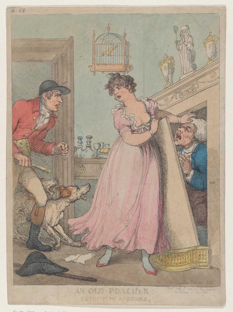 Tuzağa Yakalanan Yaşlı Bir Kaçak Avcı, 18 Temmuz 1805., 18 Temmuz 1805. by Thomas Rowlandson