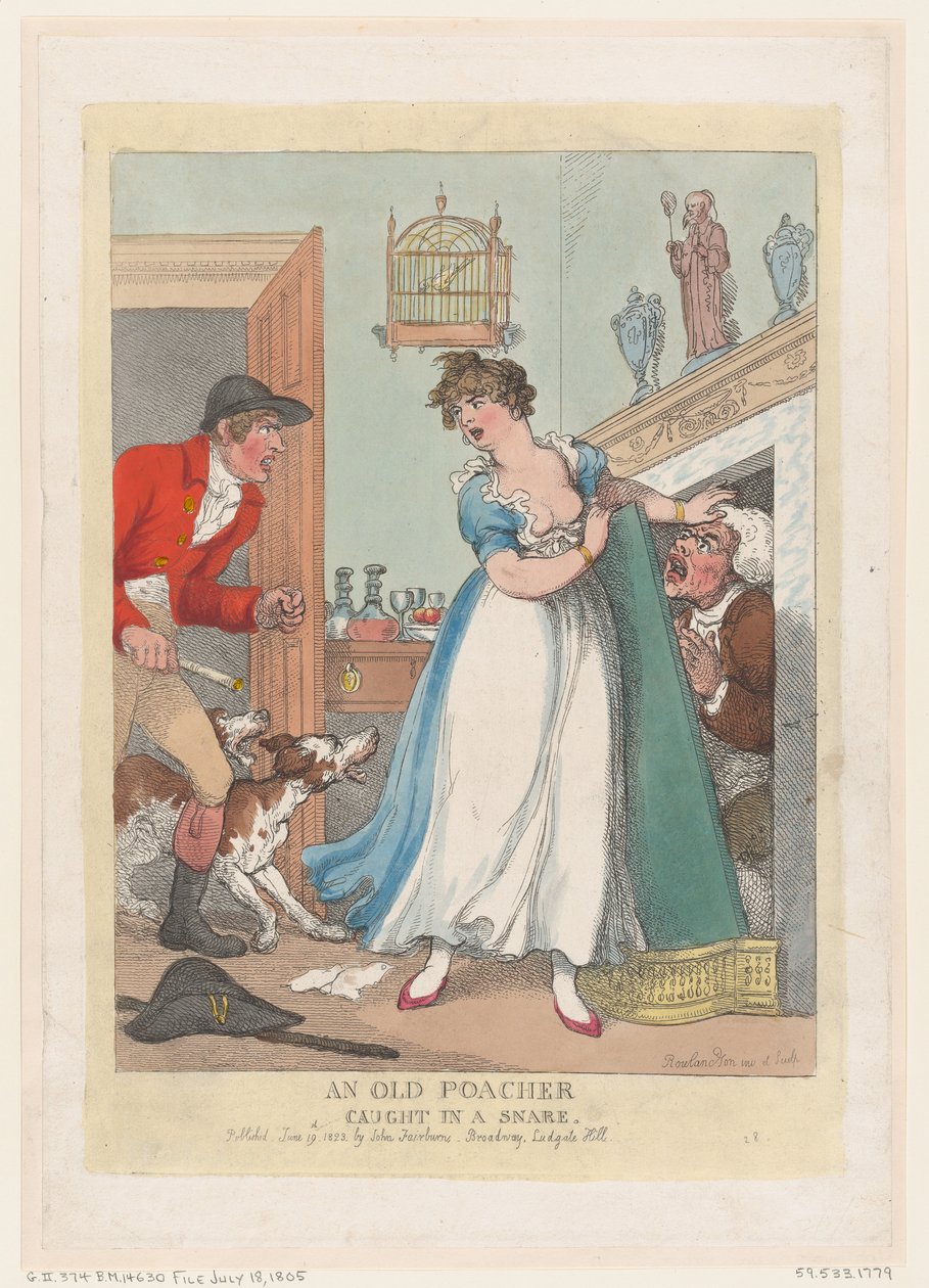 Tuzağa Yakalanan Yaşlı Bir Kaçak Avcı, 19 Haziran 1823., 19 Haziran 1823. by Thomas Rowlandson