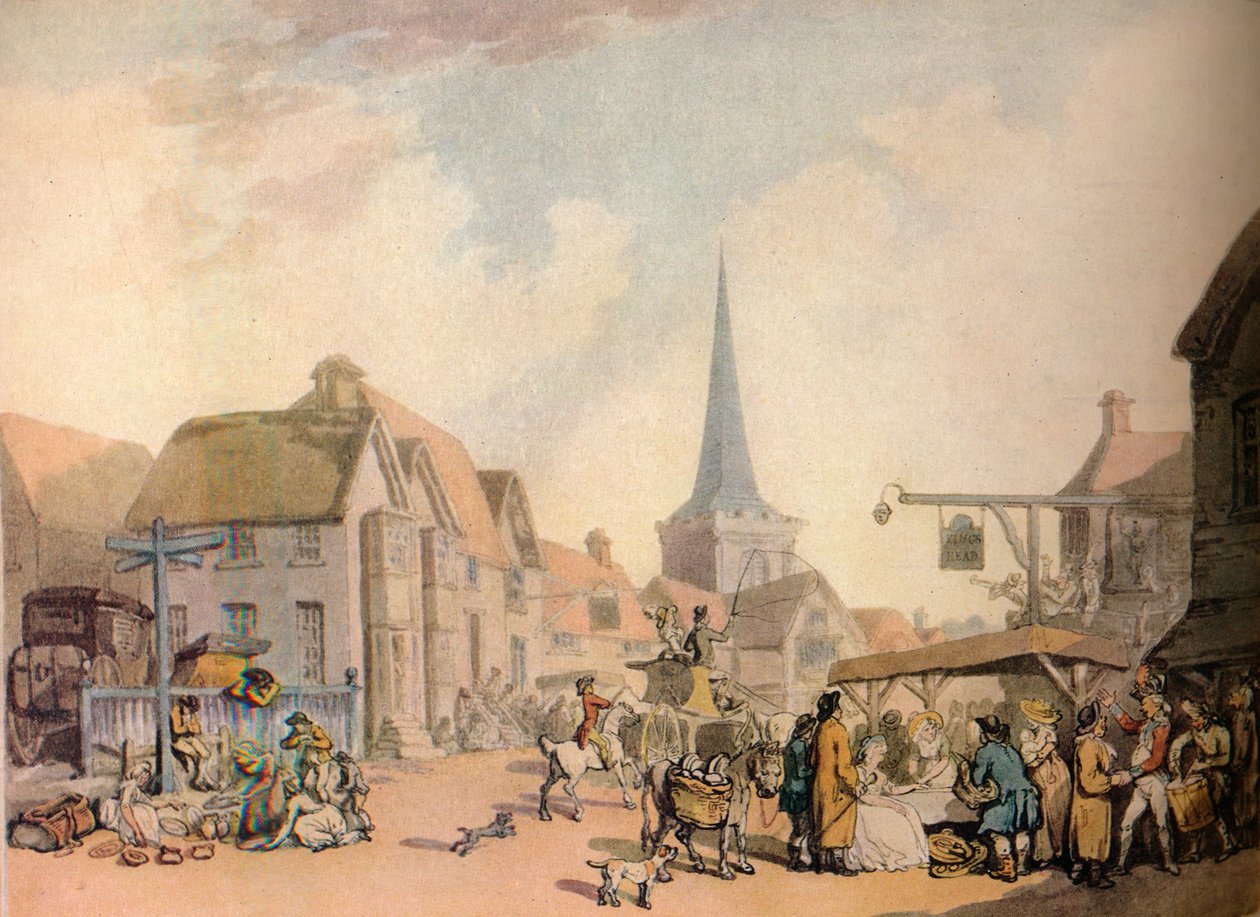 Eski bir İngiliz Köyü Sahnesi, 18. yüzyıl. 1941 by Thomas Rowlandson