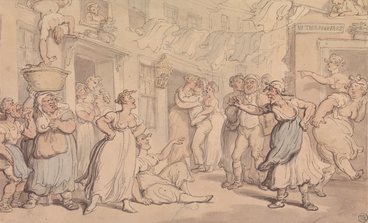 Bir Sokakta Kızgın Sahne by Thomas Rowlandson