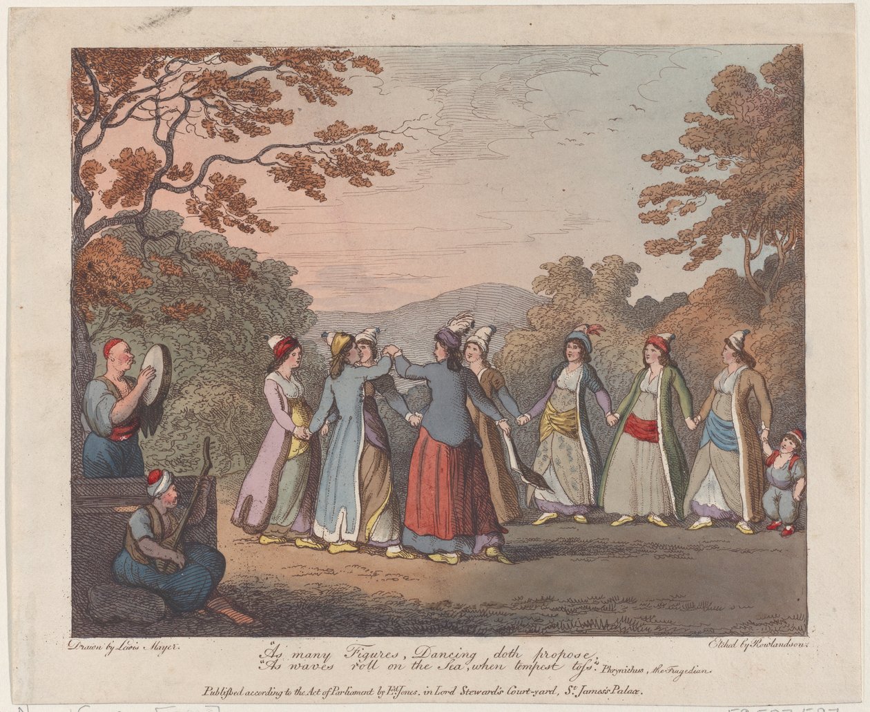 Pek çok figürün önerdiği gibi, Dans etmek, Denizde dalgalar yuvarlanırken, fırtına koptuğunda..., 31 Temmuz 1804. by Thomas Rowlandson