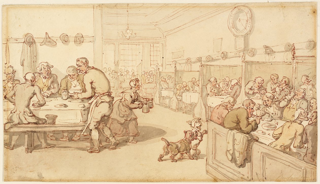 Eski bir İngiliz Yemekhanesinde by Thomas Rowlandson