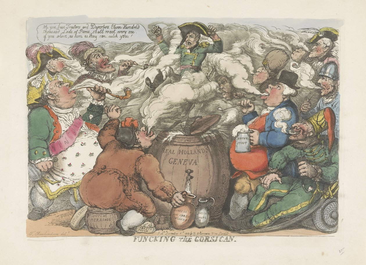 Korsikalıların fümigasyonu, 1813 Korsikalı ile dalga geçmek (nesnedeki başlık) by Thomas Rowlandson