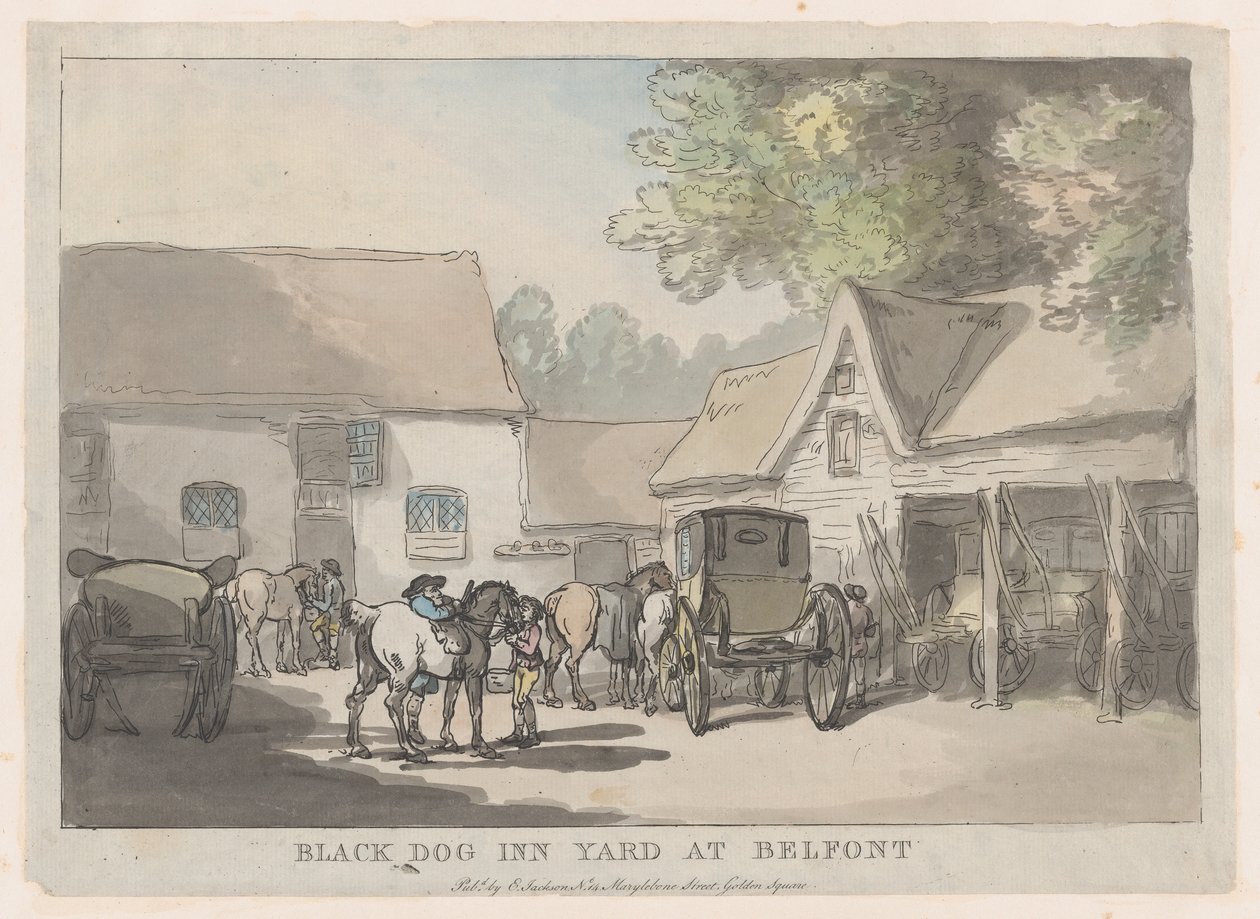 Black Dog Inn Yard At Belfont, 1785-87., 1785-87. by Thomas Rowlandson