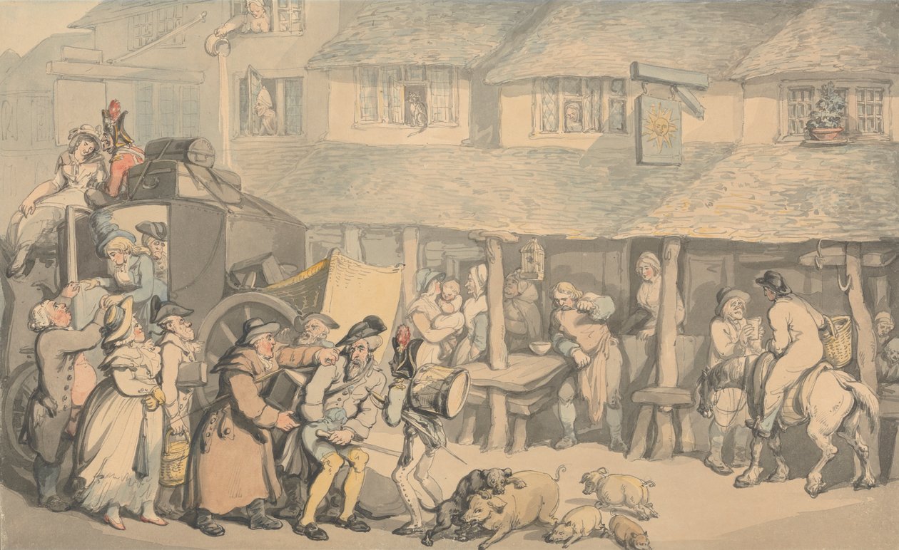 Bodmin Cornwall: Sahne Koçunun Gelişi by Thomas Rowlandson