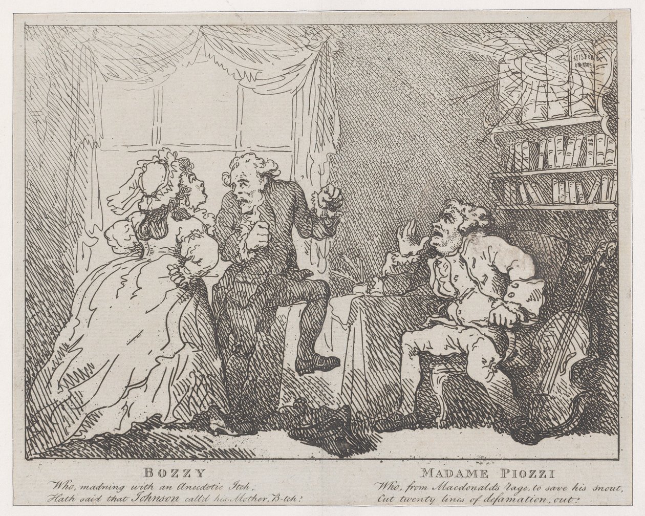 Bozzy ve Madame Piozzi Frontispiece, Bozzy ve Piozzi, Peter Pindar, 1780-86., 1780-86. by Thomas Rowlandson