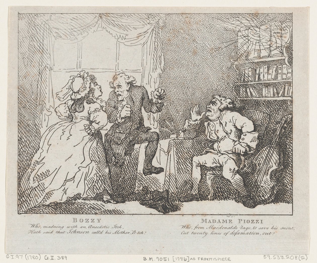 Bozzy ve Madame Piozzi Frontispiece, Bozzy ve Piozzi, Peter Pindar, 1780-86., 1780-86. by Thomas Rowlandson