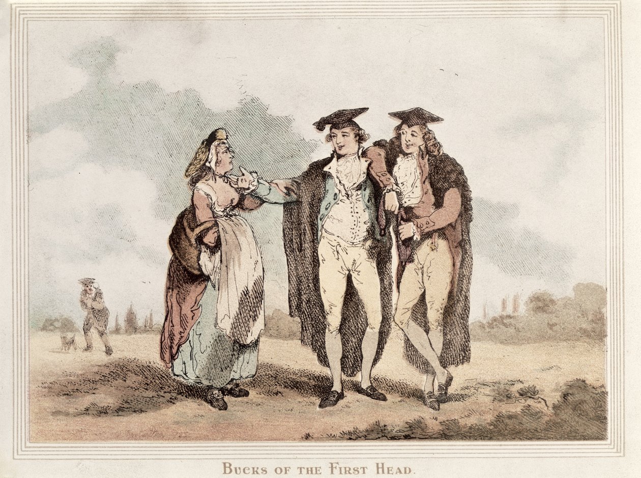 Bucks of the First Head , Oxford lisans öğrencilerinin karikatürü by Thomas Rowlandson