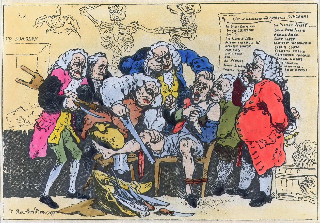 Gürcü Cerrahların karikatürü iş başında by Thomas Rowlandson