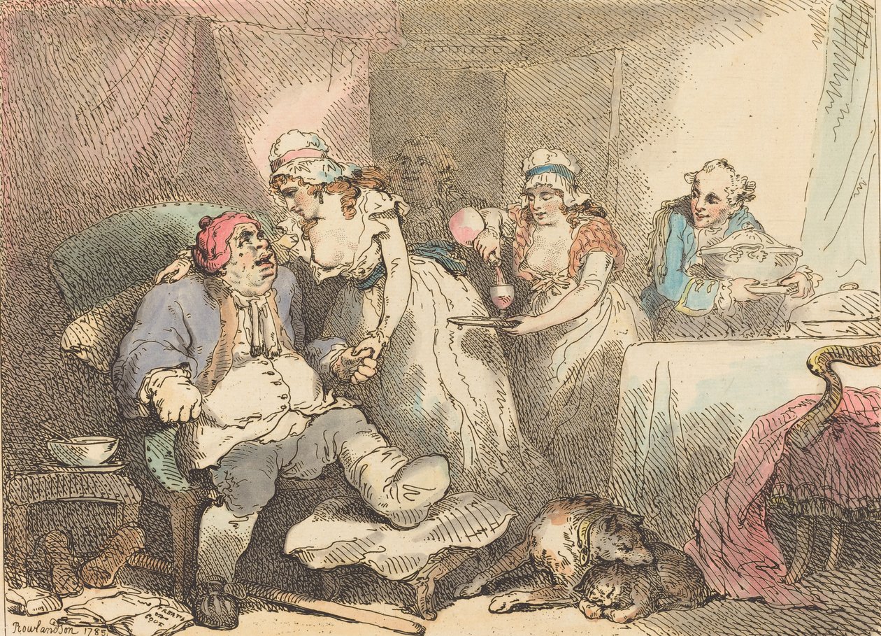 Gut hastalığında rahatlık, 1785. by Thomas Rowlandson