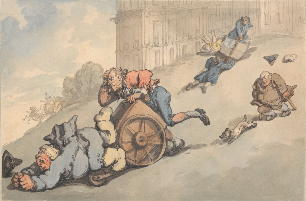 Banyo Konforu: Gut Hastaları Dik Yokuşa Düşer by Thomas Rowlandson